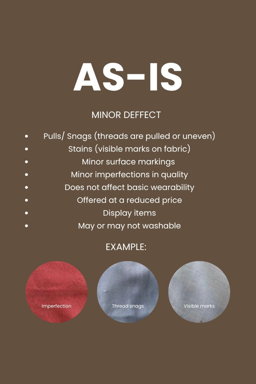 AS-IS (Defect Sale)